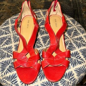 Nine West Padeno red orange strappy sandal wedge sz 11 VGUC 4